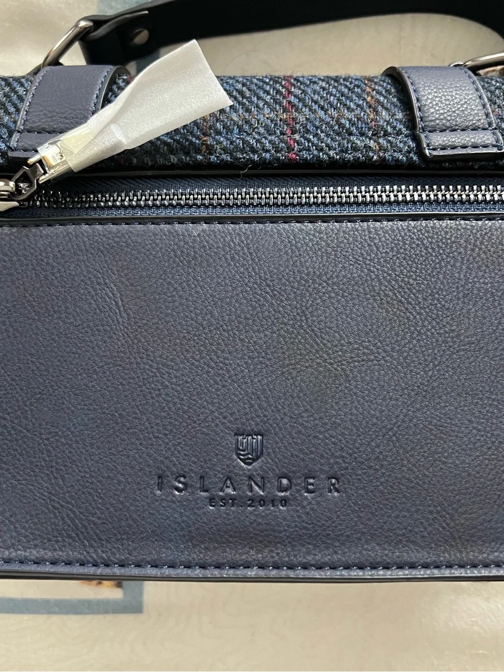 Harris Tweed Navy Blue Satchel Handbag - Women's Shoulder Bag - Picture 5 of 5
